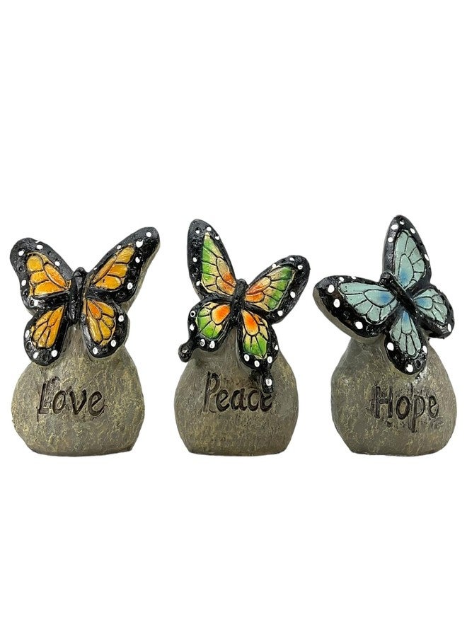 Gerson Spring Butterfly Messages on Stone Decorative Figurines - Set of 3 - Image 3