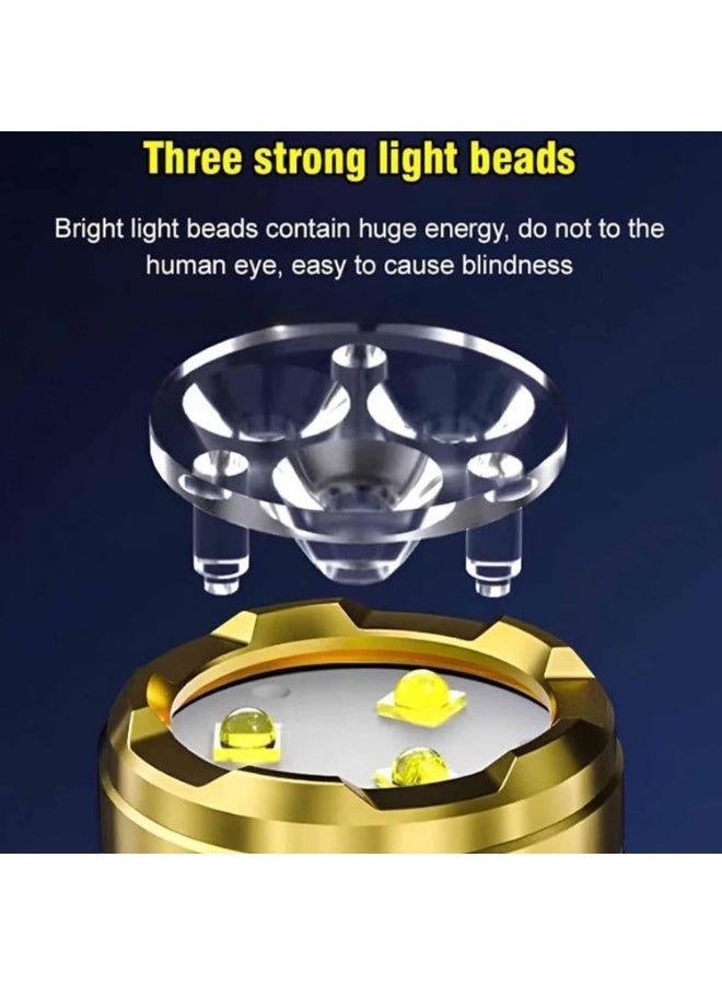 مصباح فلاش فائق القوة صغير لوحش ثلاثي العيون، مصباح فلاش بالإبهام، مصابيح يدوية، ضوء متعدد الوظائف مع مشبك قلم، فولاذ، شمعة عالية قابلة لإعادة الشحن ومقاوم للماء (قطعتان) - Image 3