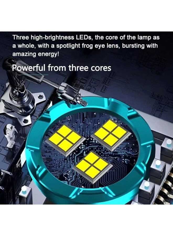 مصباح فلاش فائق القوة صغير لوحش ثلاثي العيون، مصباح فلاش بالإبهام، مصابيح يدوية، ضوء متعدد الوظائف مع مشبك قلم، فولاذ، شمعة عالية قابلة لإعادة الشحن ومقاوم للماء (قطعتان) - Image 2