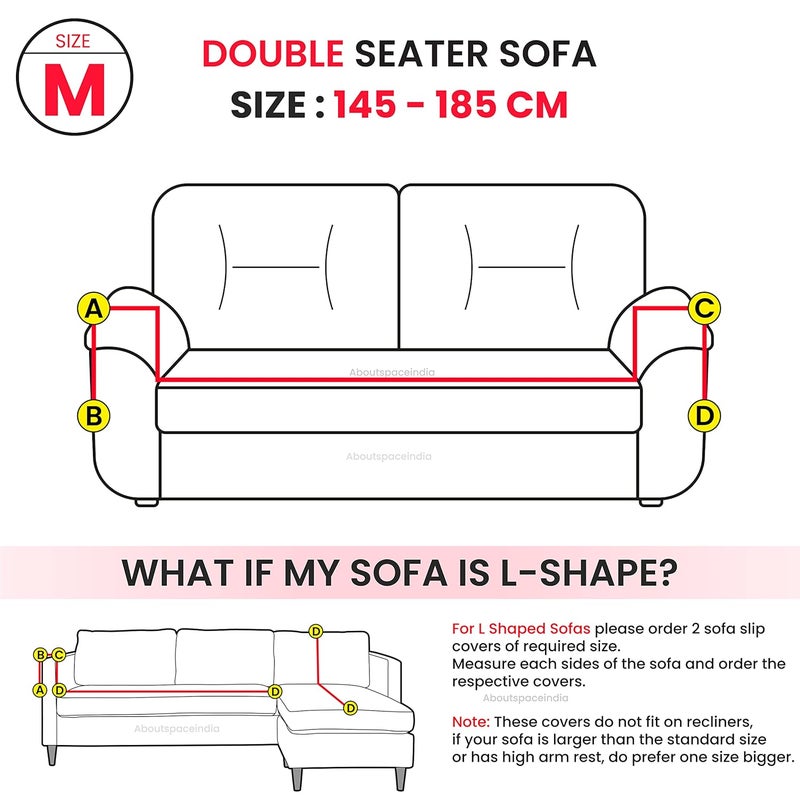 ABOUT SPACE Sofa Cover Elasticity Stretchable Flexible Polyester Slipcover Easy Machine Washable Couch Covers Suitable for Living Room Home Office2 Seater145185 cm BW Geometric - Image 2