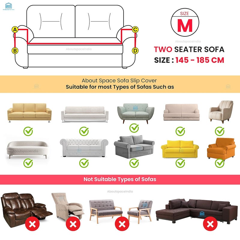 ABOUT SPACE Sofa Cover Elasticity Stretchable Flexible Polyester Slipcover Easy Machine Washable Couch Covers Suitable for Living Room Home Office2 Seater145185 cm BW Geometric - Image 5