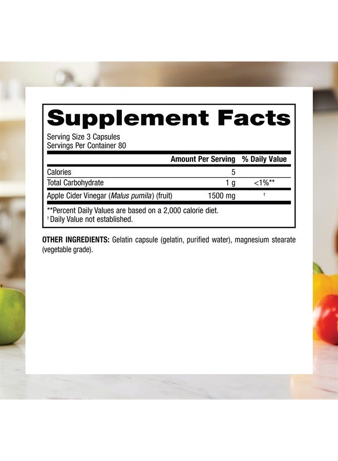 Webber naturals Apple Cider Vinegar Capsules with The Mother, 1,500 mg per Serving, High Potency, 240 Capsules, Natural Digestion Support, Non-GMO, Gluten, Dairy & Sugar Free - Image 3