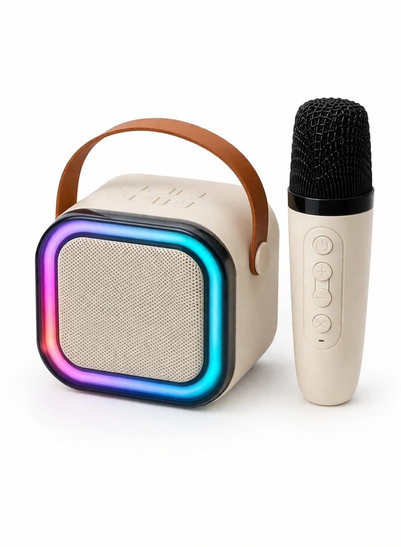 K12 سماعة كاريوكي بلوتوث محمولة مع ميكروفون لاسلكي مكبر صوت حفلات منزلي صوت عالي اضاءة ال اي دي ار جي بي بطارية كبيرة سماعة غناء للاطفال والكبار