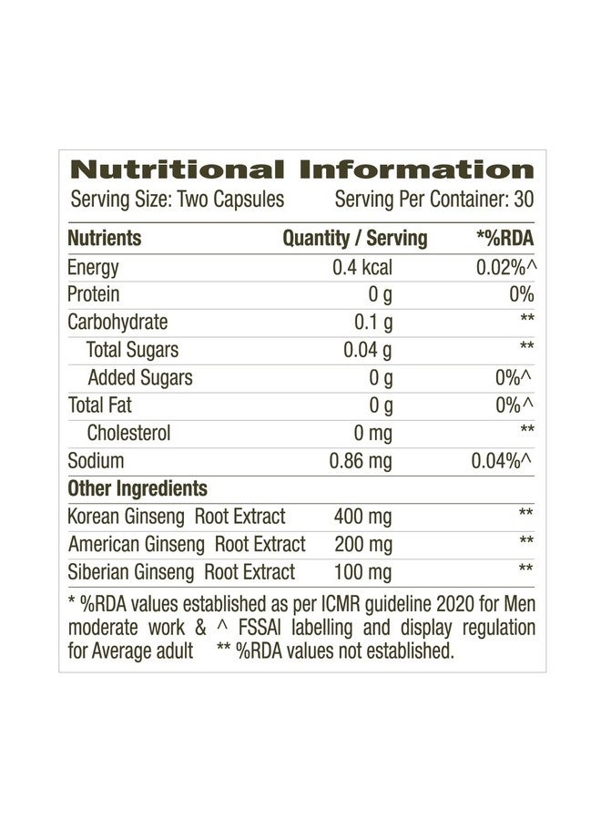 GNC GNC Herbal Plus Triple Ginseng with Korean, American & Siberian Ginseng | 60 Capsules | 700mg | Enhances Immunity | Boosts Strength & Stamina | Improves Alertness & Concentration | Formulated in USA - Image 3