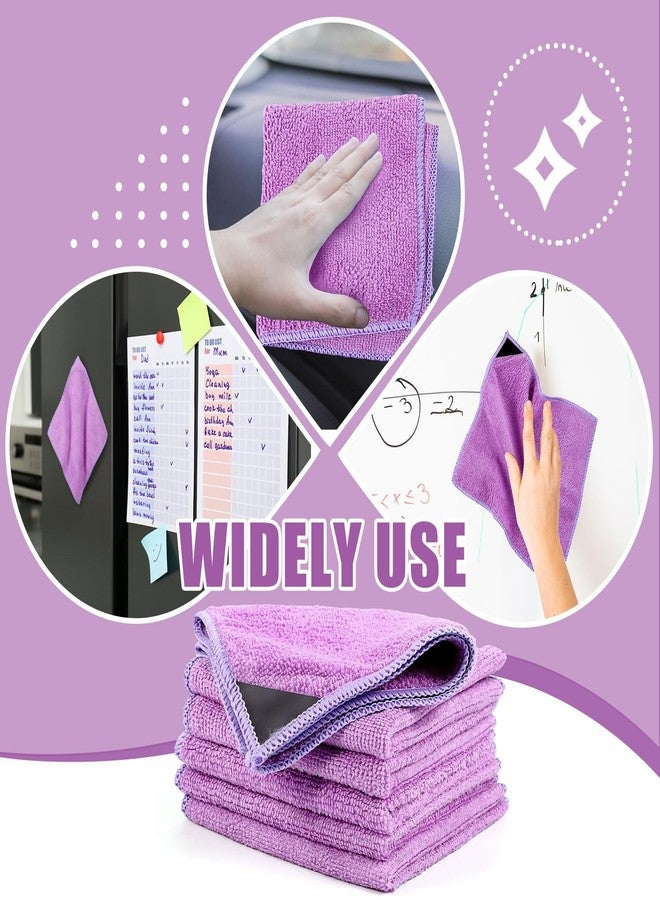 زوبيل مجموعة من 8 قطع من قماش تنظيف السبورة البيضاء من زوبيل، مصنوعة من الألياف الدقيقة، قابلة للغسل، قابلة للمسح الجاف، مناسبة للمنزل والمكتب، 10 × 9.25 بوصة (أرجواني) - Image 3