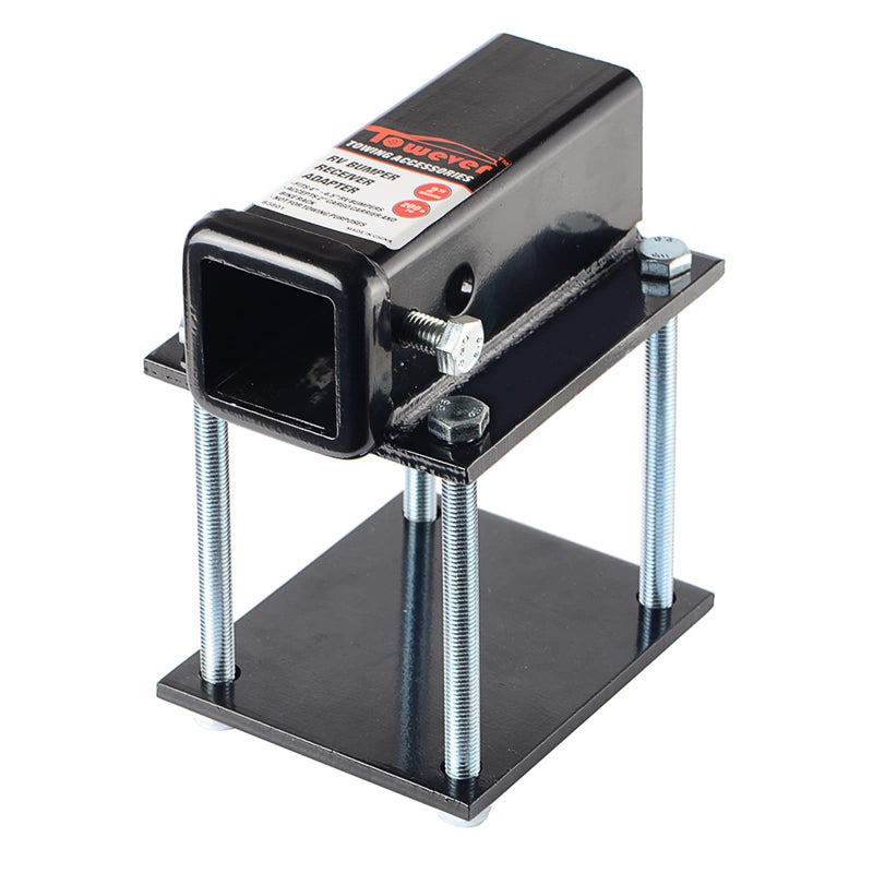 Towever 83801 Towever RV Bumper Hitch Receiver 2 inches Adapter for 445 inches Travel Trailer Rear Bumper