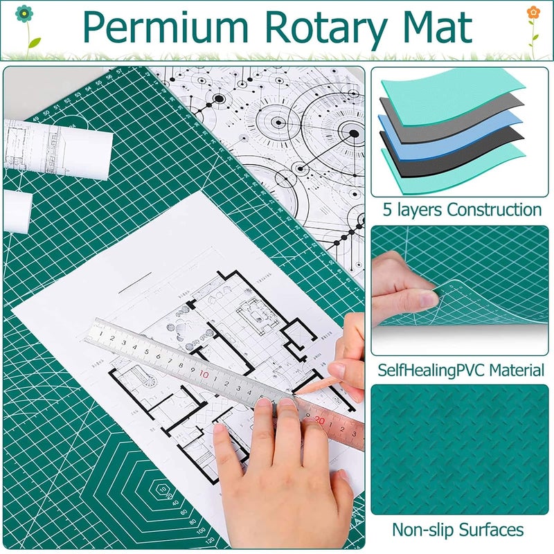 anezus Self Healing Sewing Mat Anezus 18 x 24 Large Sewing Craft Mat Fabric Cutting Mat Double Sided Rotary Mat for Crafting Quilting Sewing Scrapbooking - Image 5