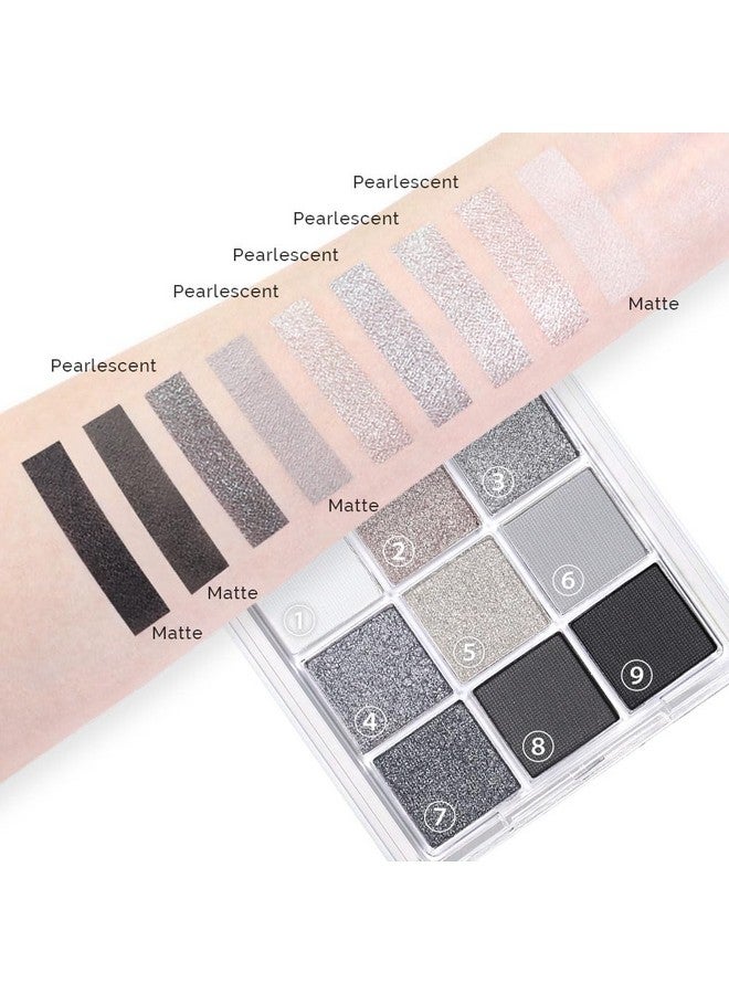 evpct 9 Colors Black Smokey Grey Gray Silver Glitter Shimmer Eye Shadow Makeup Palette Pigmented Black Matte Metallic Eyeshadow Makeup Palette Sombra Negra Para Ojos Para Ojos Brillantes - Image 4
