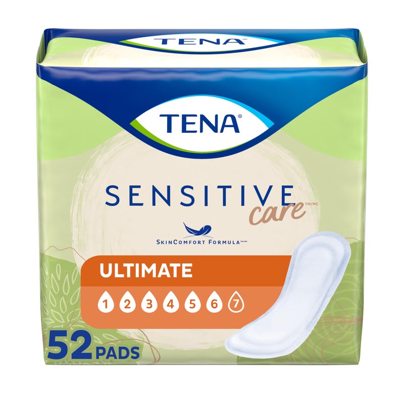 Tena Incontinence Pads Bladder Control Postpartum for Women Ultimate Absorbency Regular Length Sensitive Care 52 Count