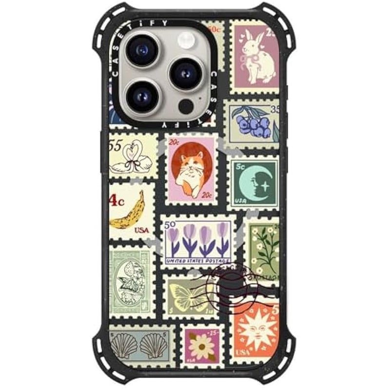 Casetify Bounce iPhone 15 Pro Case 【6X Military Grade Drop Tested / 21.3ft Drop Protection/Compatible with Magsafe】 - Stamp Collection - Triple Black - Image 1