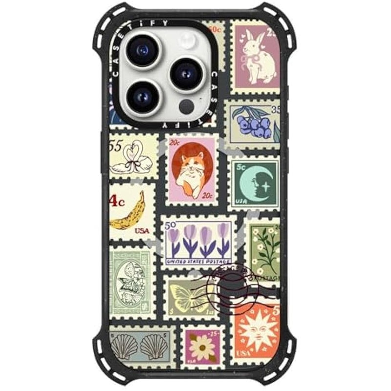 Casetify Bounce iPhone 15 Pro Case 【6X Military Grade Drop Tested / 21.3ft Drop Protection/Compatible with Magsafe】 - Stamp Collection - Triple Black - Image 3