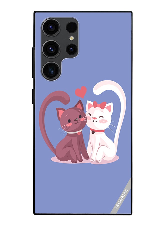 VR CREATIVE Protective Case Cover For Samsung Galaxy S24 Ultra Love Cat Design Multicolour - Image 1