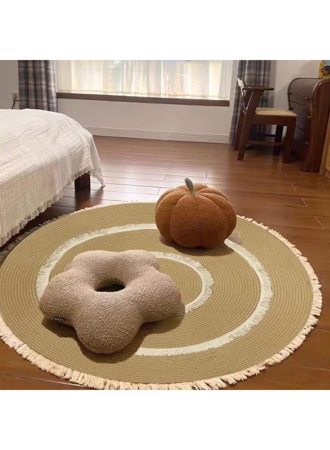 LINGWEI Round Area Rug Handwoven Tassel Carpet Mats Vintage Decor Aesthetic Traditional Carpets For Living Room Bedroom Entryway Farmhouse - Image 4