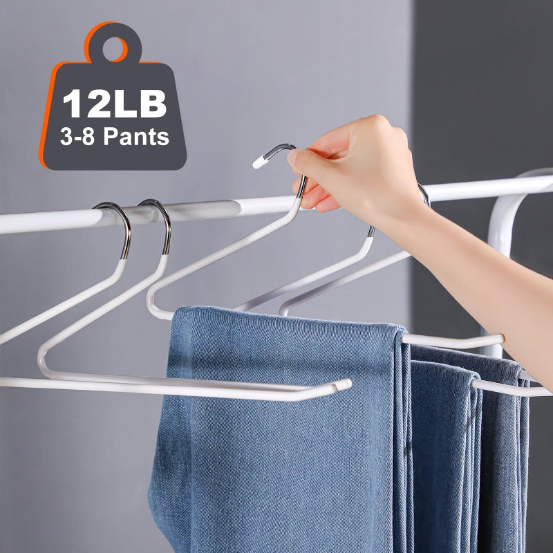JOYBOS 30 Pack Pants Hangers Space Saving, Open Ended Hangers for Pants, Scarf Organizer Hanger for Closet, Metal Non Slip Jean Hanger - White Pant Hangers for Jeans,Trouser,Leggings,Slacks - Image 3