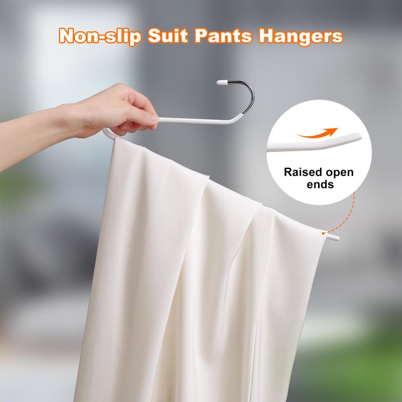 JOYBOS 30 Pack Pants Hangers Space Saving, Open Ended Hangers for Pants, Scarf Organizer Hanger for Closet, Metal Non Slip Jean Hanger - White Pant Hangers for Jeans,Trouser,Leggings,Slacks - Image 5