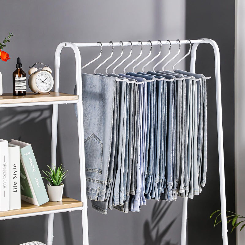 JOYBOS 30 Pack Pants Hangers Space Saving, Open Ended Hangers for Pants, Scarf Organizer Hanger for Closet, Metal Non Slip Jean Hanger - White Pant Hangers for Jeans,Trouser,Leggings,Slacks - Image 2