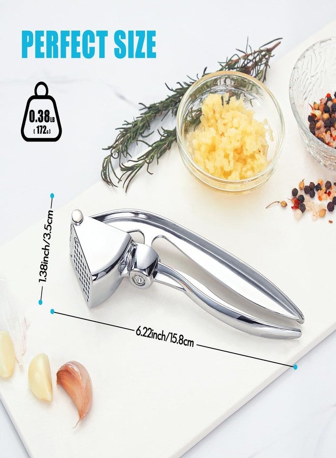 COKORA Garlic Press, Premium Kitchen Metal Garlic Crusher Masher Tool, Rust Proof & Dishwasher Safe, Heavy Duty Professional Garlic Mincer with Ergonomic Handle, Easy to Squeeze and Clean -Silver - Image 2
