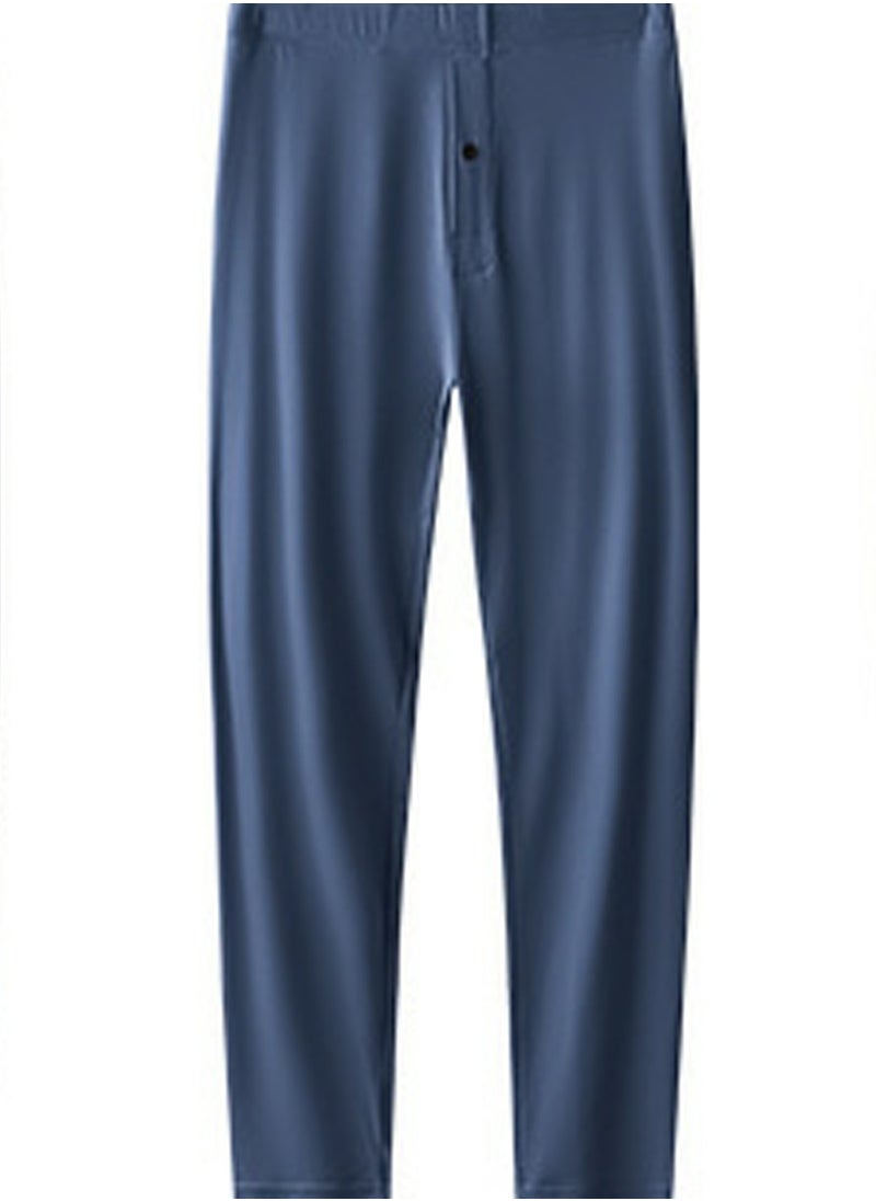 Loquat - Men's Solid Color Tights Leggings Underwear Thermal Pants Long Johns Bottoms  Wintergear Modal Warm Base Layer Bottoms Navy Blue - Image 1