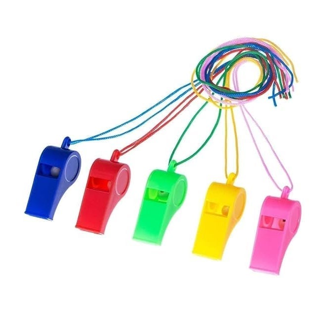 FOLA MOOLYAVAAN RODUCTS Plastic Whistles Colorful Whistles with Lanyard Loud Noise Making Whistle for Kids Soccer Party Favors (6) - Image 3