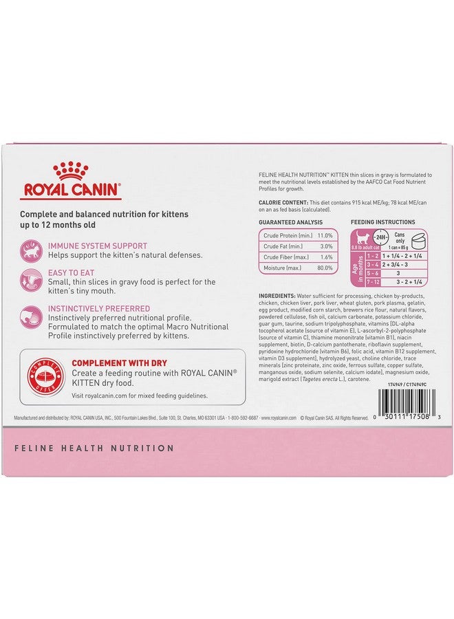 ROYAL CANIN Feline Health Nutrition Kitten Thin Slices In Gravy Canned Cat Food, 3 Oz Can (12Count) - Image 3