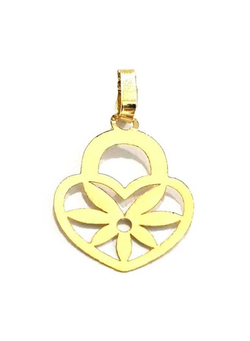 Hamsa.ae 18K Pure Gold Heart With Flower Design Necklace For Women - Image 2