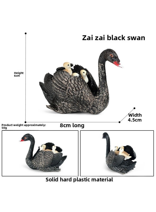 Simulation Animal Model Giraffe Elephant Rhino Brown Bear Tiger Lion Leopard Hippo Solid Cognitive Toy Ornaments-Color:M-1584 Back Boy Black Swan  - Image 1