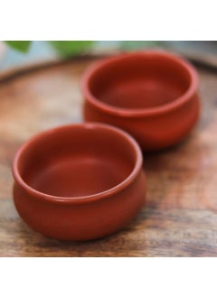 Rare Planet Rare Planet Handcrafted Terracotta Dip Bowl Set of 2 Traditional Indian Design Perfect for Chutney and Sauce Unique Pottery Gift Elegant and Functional Tableware for Home Decor and Special Occasions  - Image 2