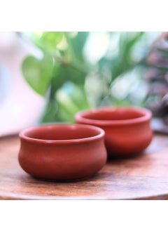Rare Planet Rare Planet Handcrafted Terracotta Dip Bowl Set of 2 Traditional Indian Design Perfect for Chutney and Sauce Unique Pottery Gift Elegant and Functional Tableware for Home Decor and Special Occasions  - Image 1
