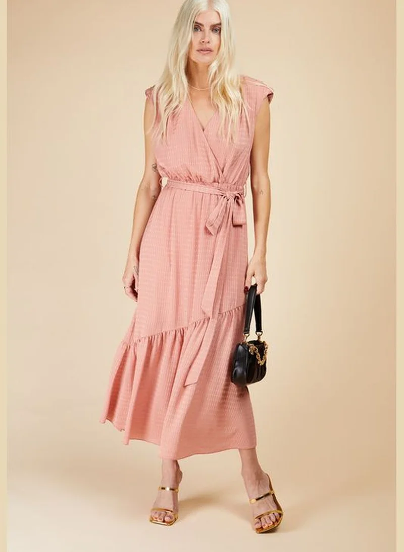 Little Mistress Little Mistress Coral Wrap Midaxi Dress