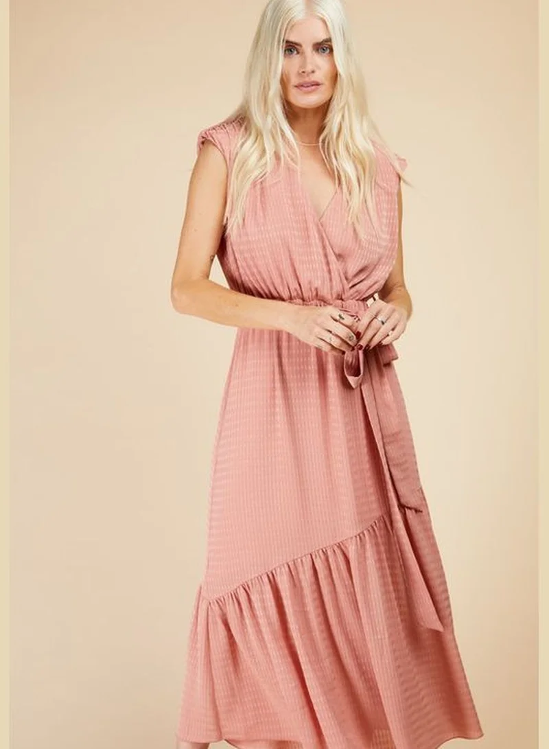 Little Mistress Little Mistress Coral Wrap Midaxi Dress