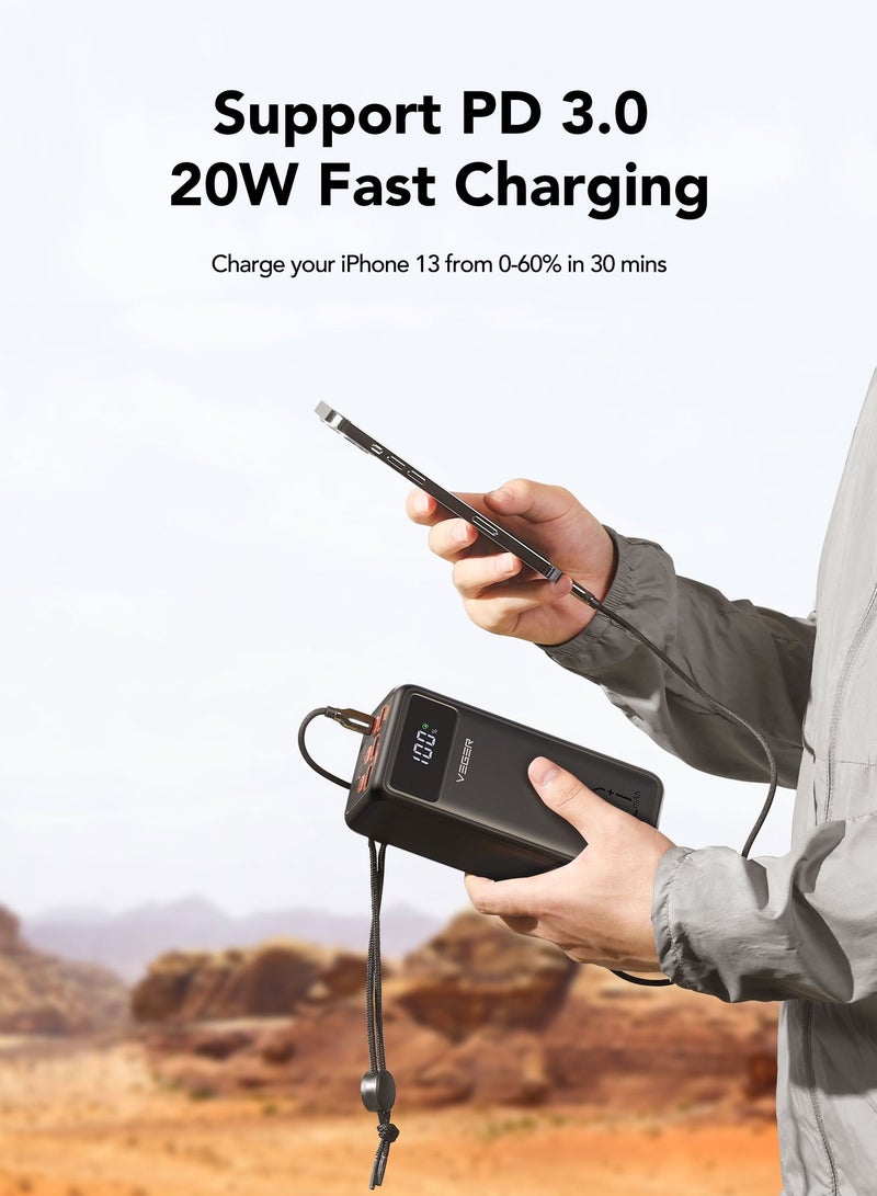 VEGER Tank Lite 50000mAh Fast Charging [22.5W PD] Power Bank Big LED Digital Display with Built-in LED Flashlight - Image 4