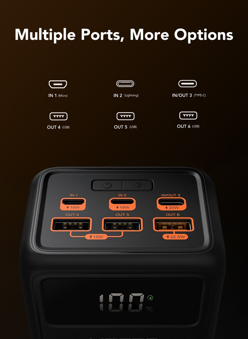 VEGER Tank Lite 50000mAh Fast Charging [22.5W PD] Power Bank Big LED Digital Display with Built-in LED Flashlight - Image 2