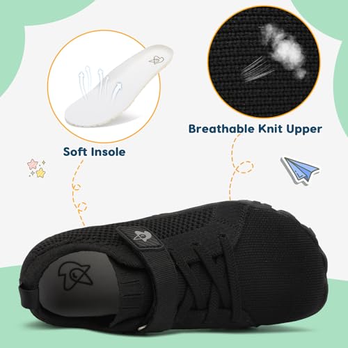 LeIsfIt Kids Girls Boys Shoes Wide Barefoot Shoes Kids Anti-Slip Sneakers Lightweight Hiking Sneakers for Toddler Little Big Kid Black 5 Big Kid - Image 5