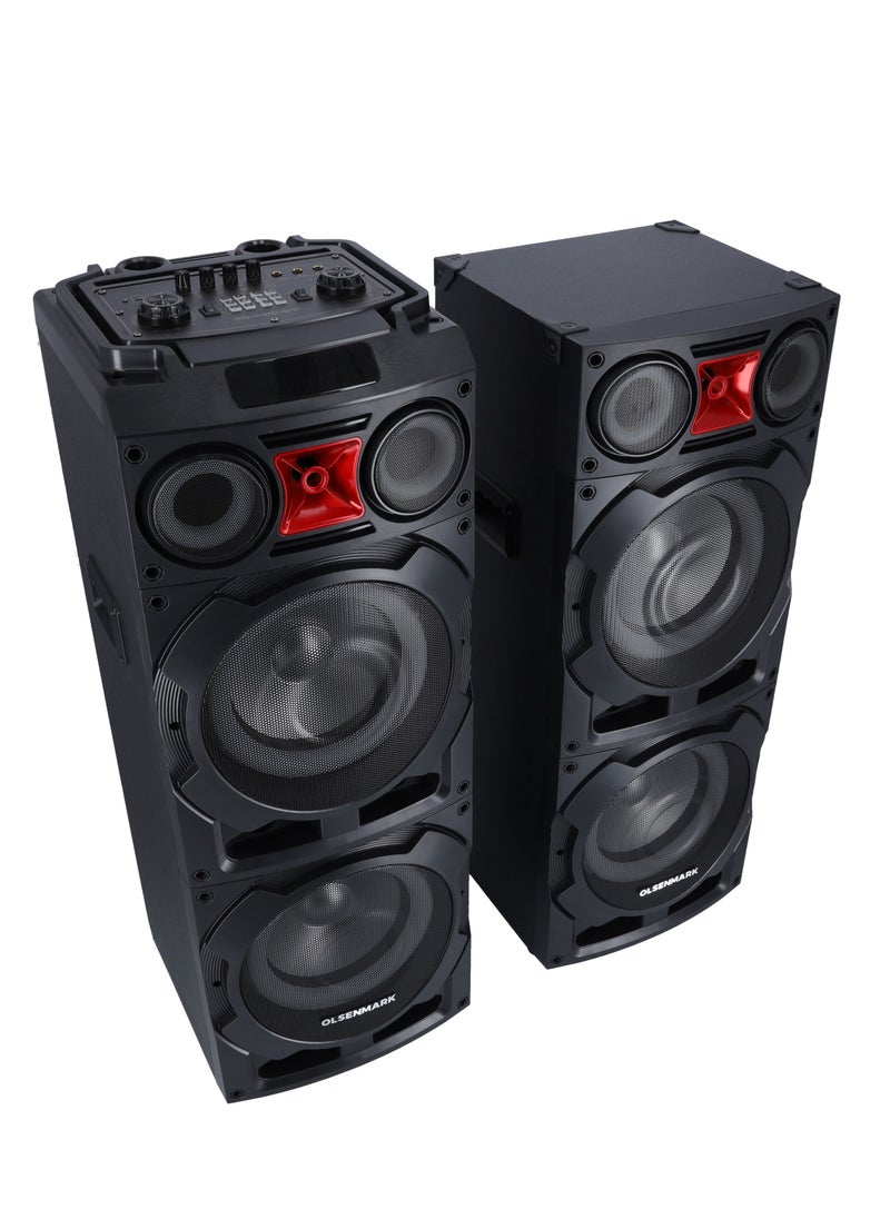 Olsenmark - 2.0 Hi-Fi Stereo Speaker System | 10" Woofer | 90000W PMPO | OMMS1290 | Flash Ring RGB Light | USB/TF/FM/BT | Two Microphone | LED Display | Remote Control - Image 1