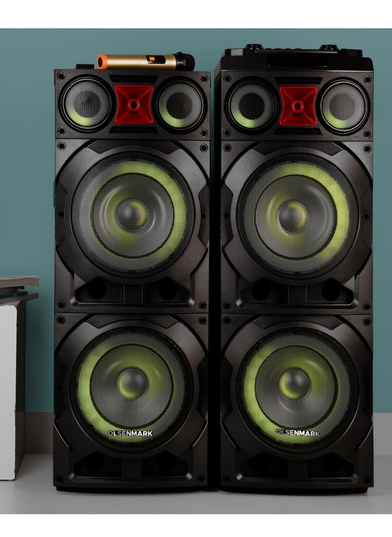 Olsenmark - 2.0 Hi-Fi Stereo Speaker System | 10" Woofer | 90000W PMPO | OMMS1290 | Flash Ring RGB Light | USB/TF/FM/BT | Two Microphone | LED Display | Remote Control - Image 1