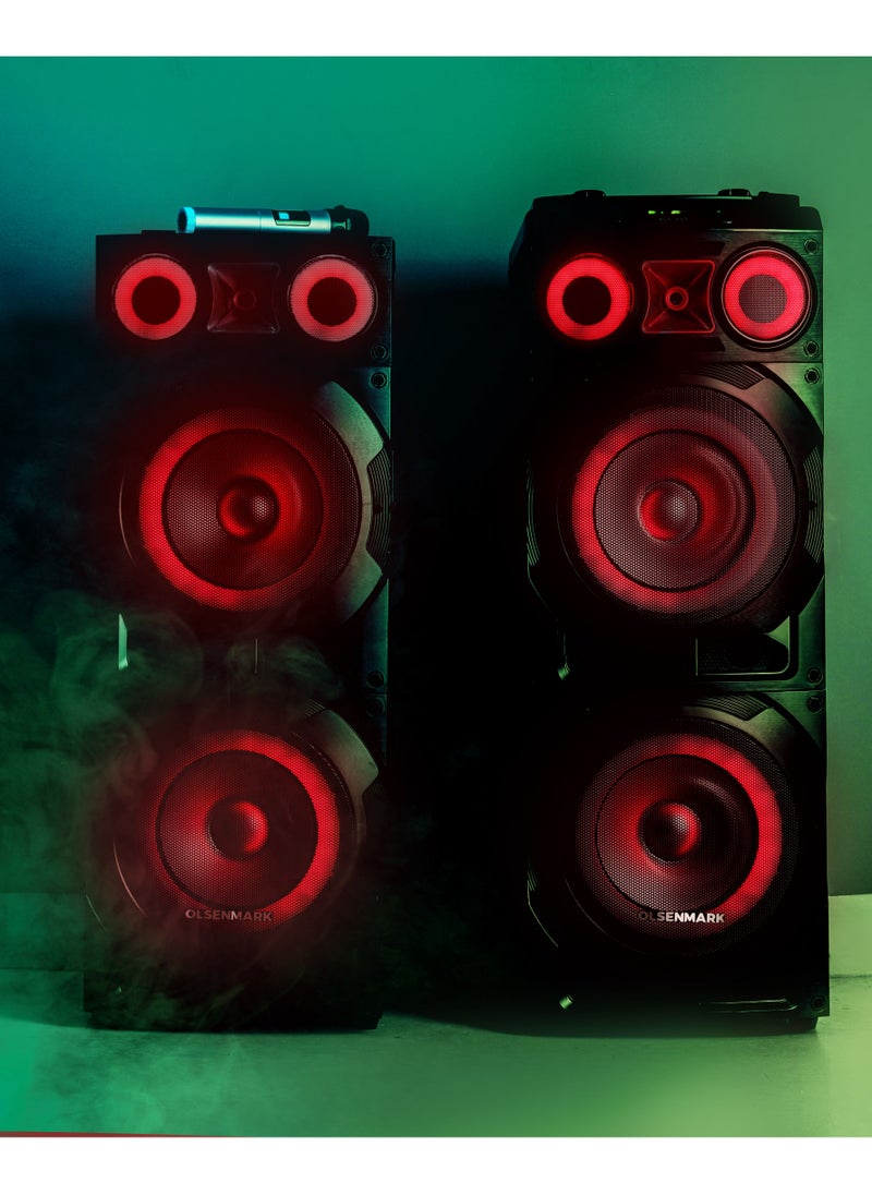 Olsenmark - 2.0 Hi-Fi Stereo Speaker System | 10" Woofer | 90000W PMPO | OMMS1290 | Flash Ring RGB Light | USB/TF/FM/BT | Two Microphone | LED Display | Remote Control - Image 1