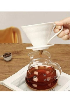 رانك  طقم تقطير v60 ألة قهوة مكونة من قمع سيراميك ابيض و سيرفر زجاجي 02  - Image 3