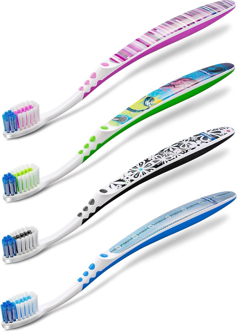 Trisa Feelgood Medium Toothbrush for Smart Cleaning with Compact Brush Head and Longer White Bristles - Image 2