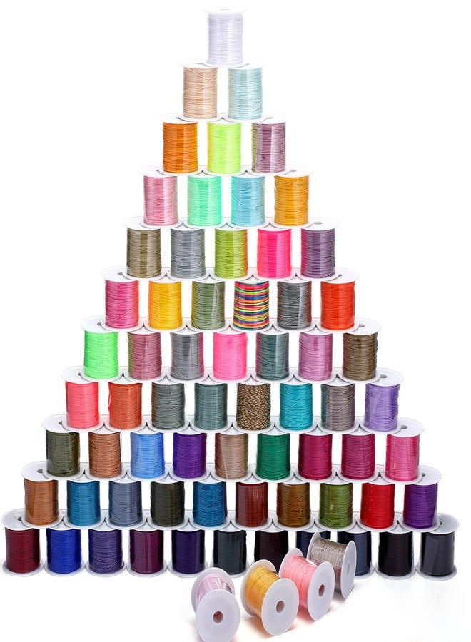Kenning 70 Rolls Nylon String for Bracelets 70 Colors Chinese Knotting Cord 0.8mm Nylon Trim Cord Beading String Thread for Kumihimo Jewelry Making Friendship Necklace Macrame DIY Craft, 1540 Yards Total - Image 1