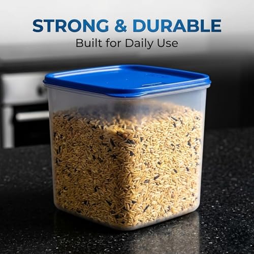 Mahaware Modular Square Plastic Kitchen Container Set, 3.9 litre, Set of 3, Blue - Image 3