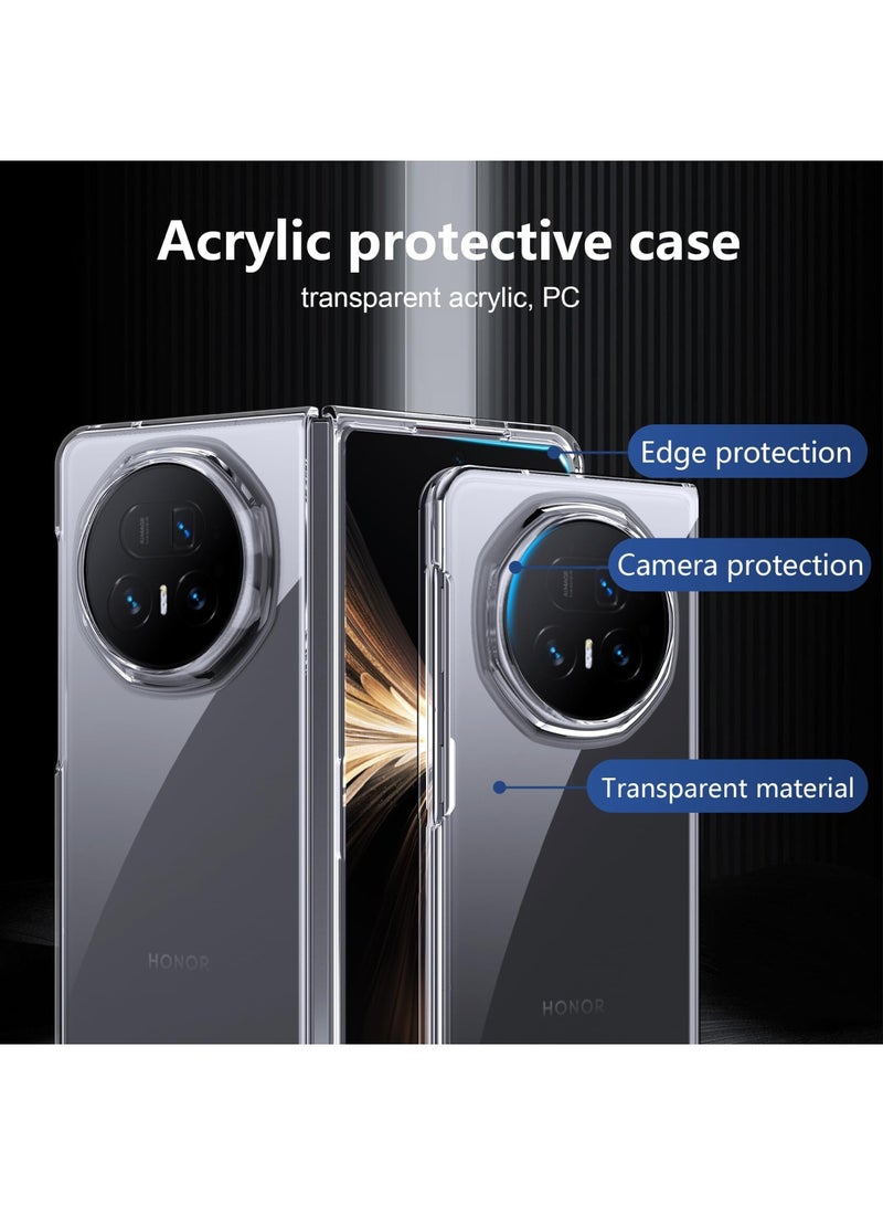 Aookay Compatible with Honor Magic V5 2025 Case, Crystal Clear Anti-Yellow Hard PC Mil-Shockproof 0.3mm Raised Bezels Ultra-Thin Cover (Clear) - Image 2