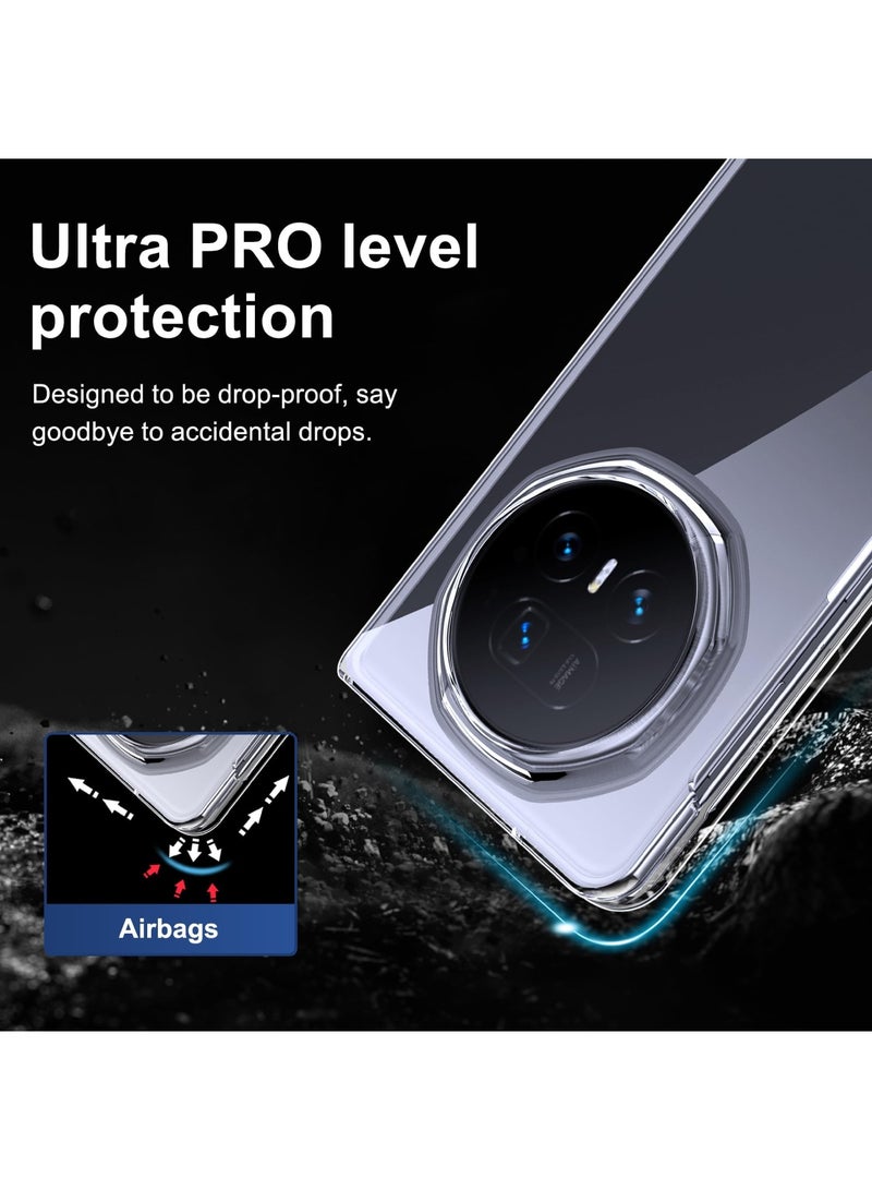 Aookay Compatible with Honor Magic V5 2025 Case, Crystal Clear Anti-Yellow Hard PC Mil-Shockproof 0.3mm Raised Bezels Ultra-Thin Cover (Clear) - Image 3