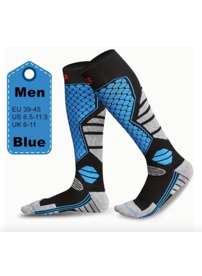 زوج واحد من جوارب الرجال الشتوية الحرارية بطول الركبة – سميكة ودافئة وقابلة للتهوية للتزلج والمشي والأنشطة الخارجية (EU 39-45 / US 6.5-11.5 / UK 6-11) - Image 1