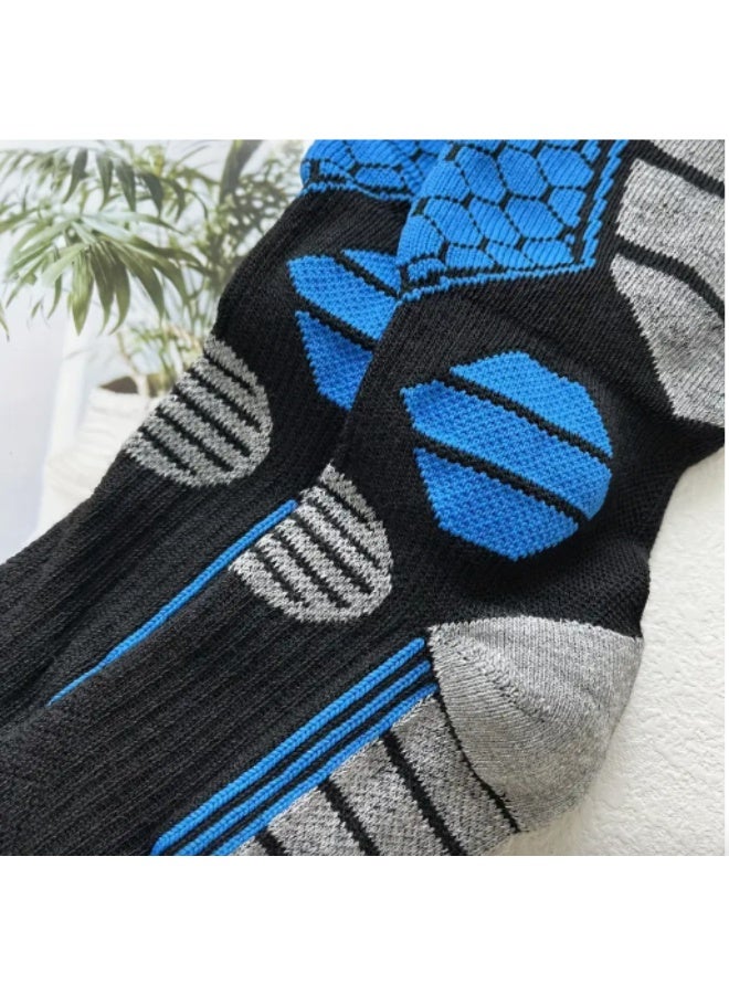 زوج واحد من جوارب الرجال الشتوية الحرارية بطول الركبة – سميكة ودافئة وقابلة للتهوية للتزلج والمشي والأنشطة الخارجية (EU 39-45 / US 6.5-11.5 / UK 6-11) - Image 2