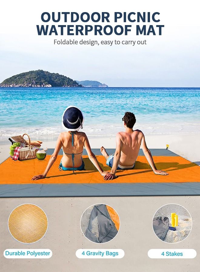GROIC Beach Blanket Waterproof Sandproof 2.1M*2M- Large Beach Mat Sandproof Fits for 4-6 Adults, Waterproof Beach Mat with Zipper Pocket, Outdoor Beach Mat for Travel, Camping, Hiking - Image 3