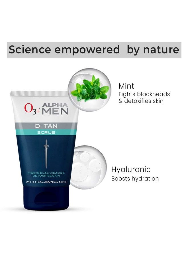 O3+ Alpha Men Acno Dtan Scrub With Hyaluronic & Mint 50G Detan Scrub For Tan Removal; Fights Blackheads & Detoxifies Skin - Image 4