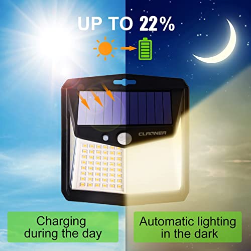 CLAONER Solar Lights Outdoor, [128 LED/6 Packs] Solar Motion Sensor Lights 3 Working Modes Outdoor Lights with 270° Wide Angle Wireless IP65 Waterproof Security Light for Fence Patio, Warm White - Image 3