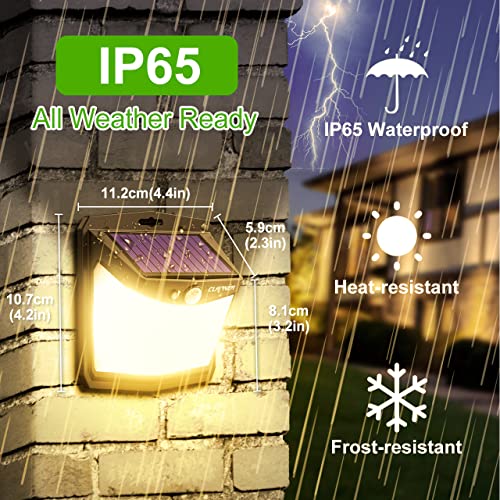 CLAONER Solar Lights Outdoor, [128 LED/6 Packs] Solar Motion Sensor Lights 3 Working Modes Outdoor Lights with 270° Wide Angle Wireless IP65 Waterproof Security Light for Fence Patio, Warm White - Image 4