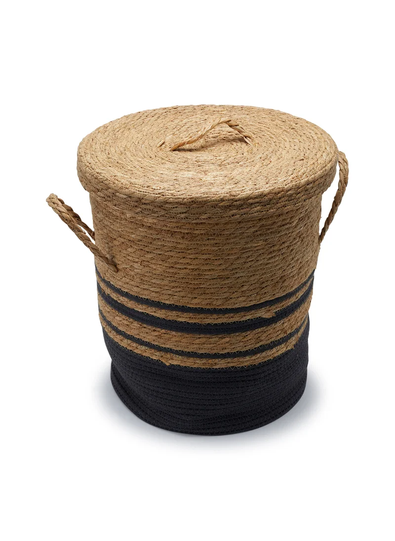 يسكن Dwell Graphite Weave Seagrass Basket Small