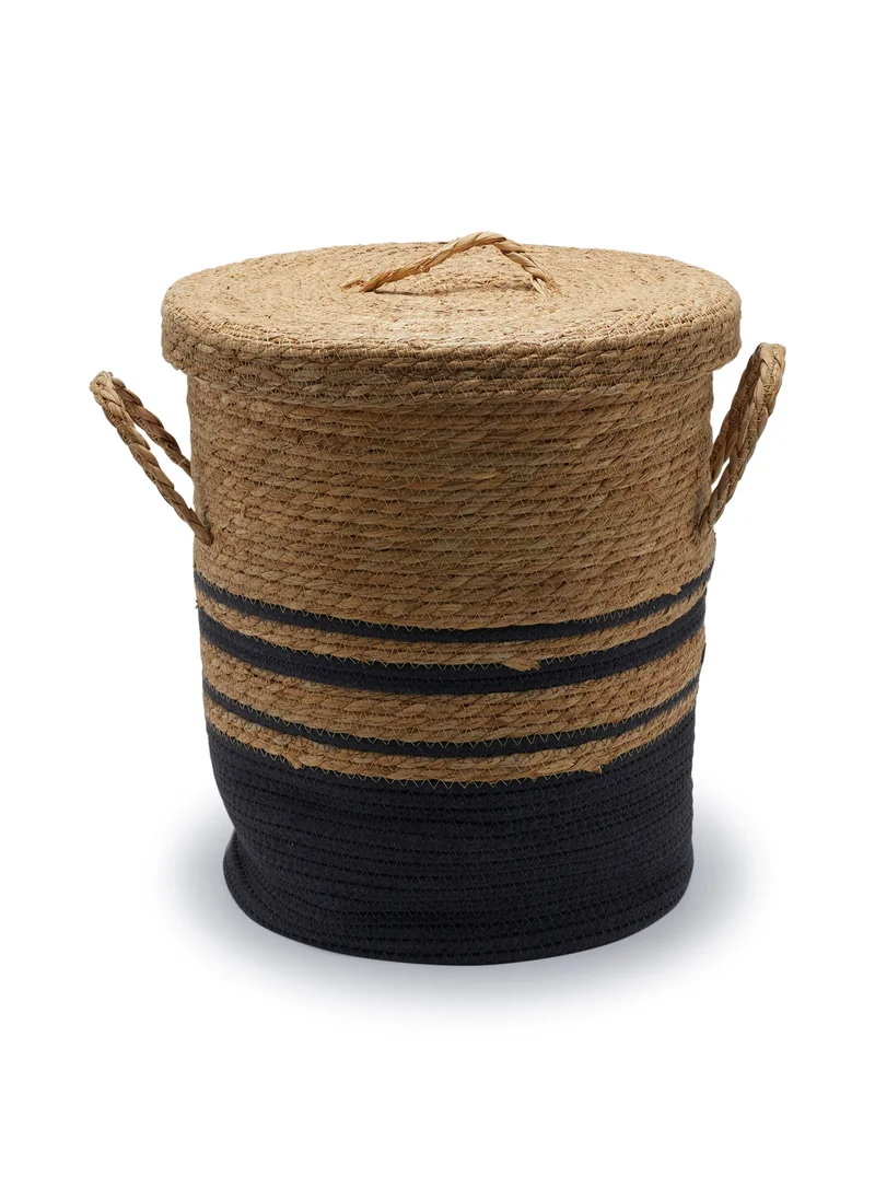 يسكن Dwell Graphite Weave Seagrass Basket Small